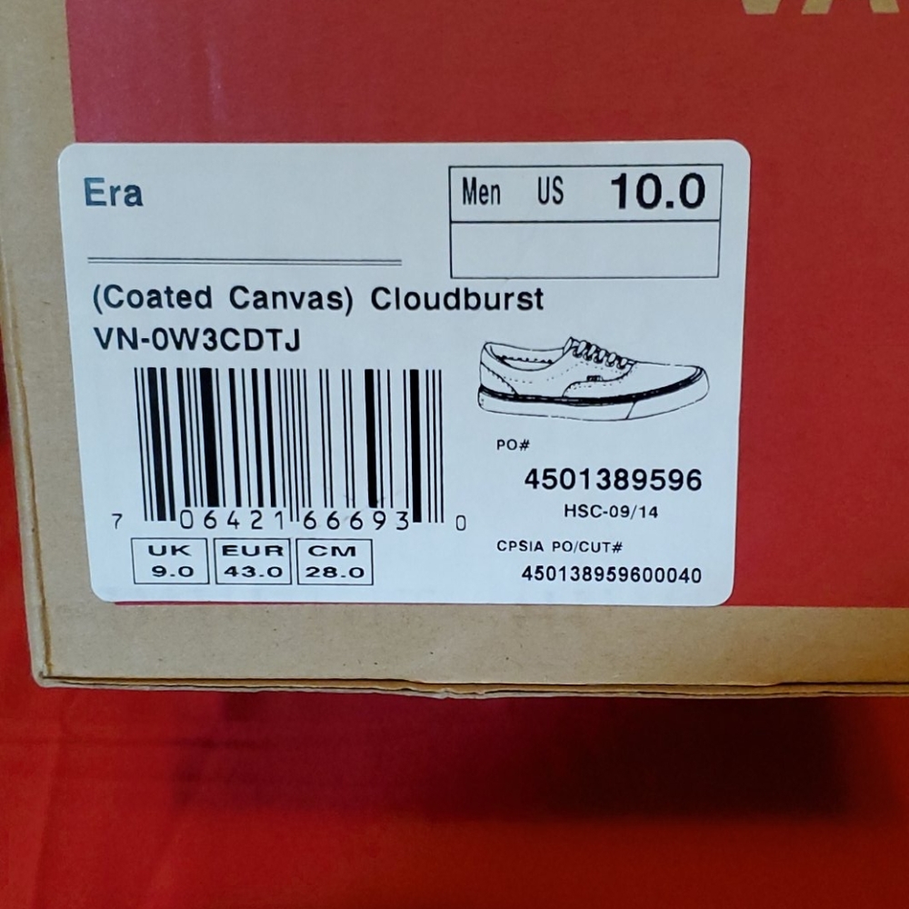 Vans White Cloudburst Era size 10.0